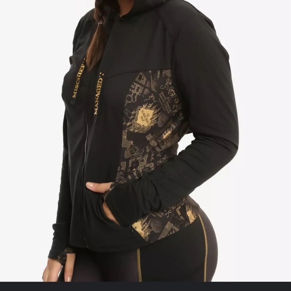 Hot Topic Harry Potter Marauder’s Map Hooded Athletic Jacket 3X Plus sweatshirt - Picture 1 of 8